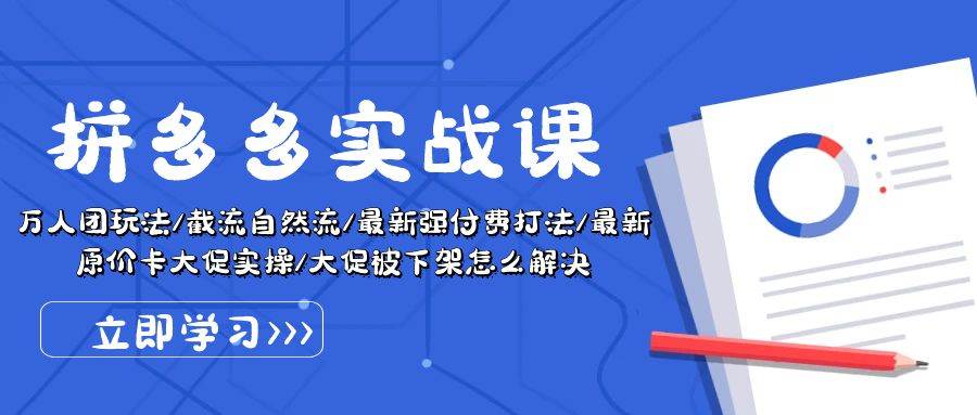 拼多多·实战课：万人团玩法/截流自然流/最新强付费打法/最新原价卡大促..-凤来社资源库