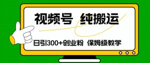 视频号纯搬运日引流300+创业粉，日入4000+-凤来社资源库