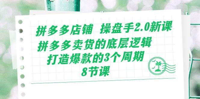 拼多多店铺 操盘手2.0新课，拼多多卖货的底层逻辑，打造爆款的3个周期-8节-凤来社资源库