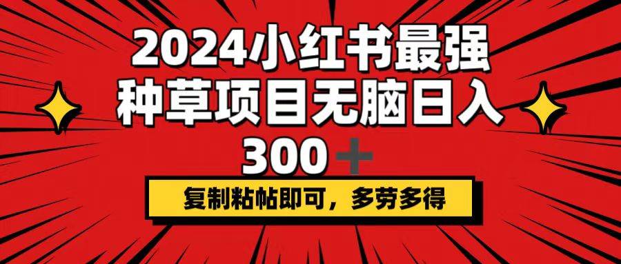 2024小红书最强种草项目，无脑日入300+，复制粘帖即可，多劳多得-凤来社资源库