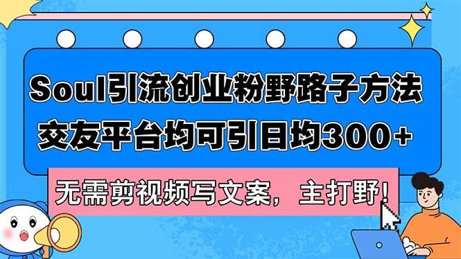 Soul引流创业粉野路子方法，交友平台均可引日均300+，无需剪视频写文案…-凤来社资源库