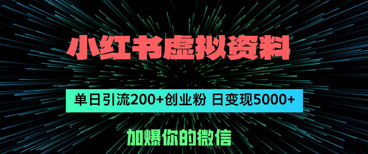 小红书虚拟资料日引流200+创业粉，单日变现5000+-凤来社资源库