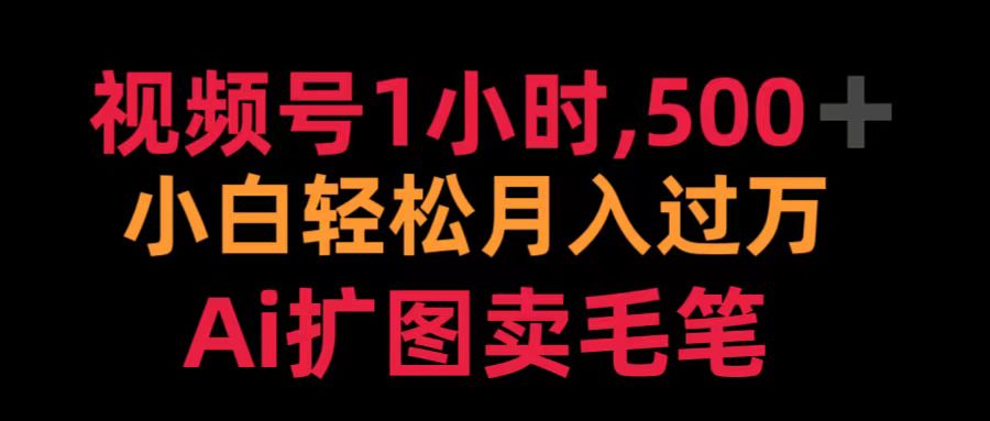 视频号1小时，500＋ 小白轻松月入过万 Ai扩图卖毛笔-凤来社资源库