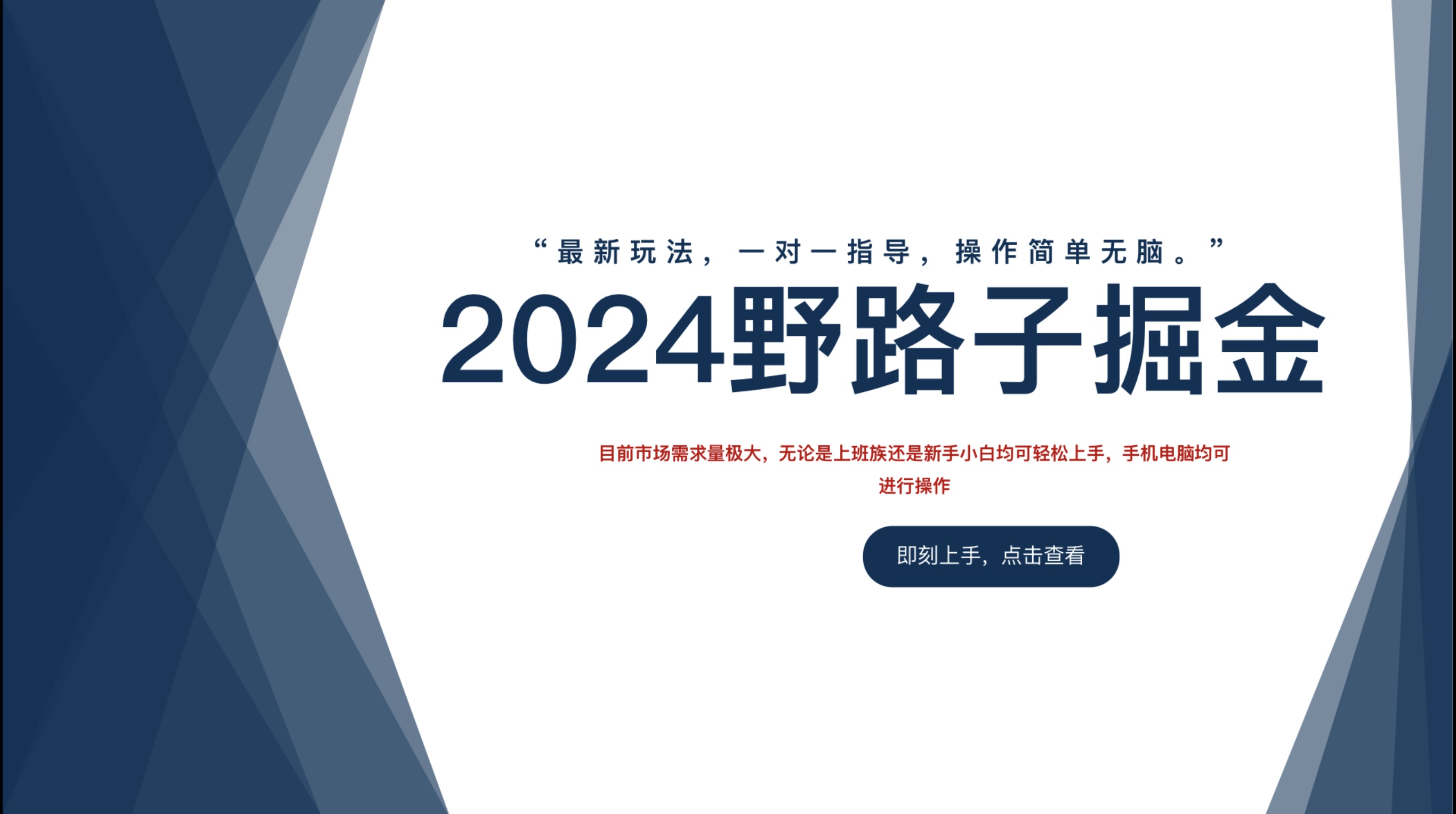 2024野路子掘金，最新玩 法， 一对一指导，操作简单无脑。-凤来社资源库