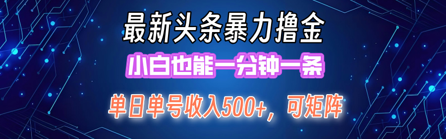 最新头条撸金，小白也能一分钟一条-凤来社资源库