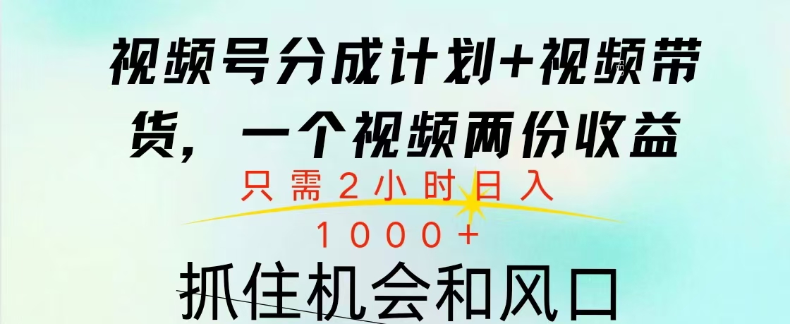 视频号橱窗带货， 10分钟一个视频， 2份收益，日入1000+-凤来社资源库
