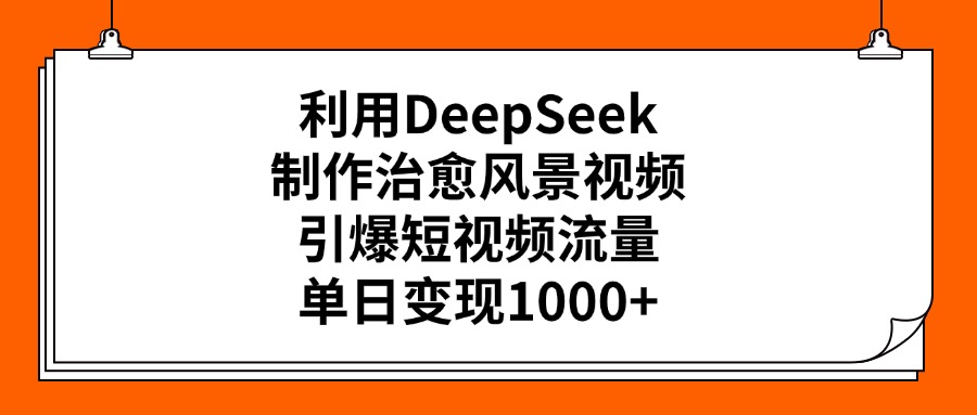 利用DeepSeek制作治愈风景视频，引爆短视频流量，单日变现1000+-凤来社资源库