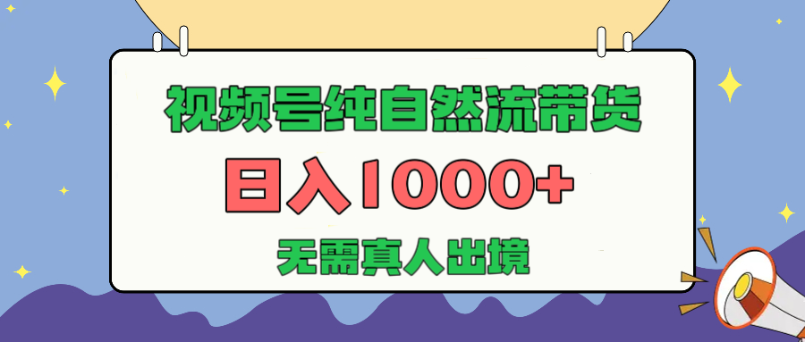 视频号纯自然流带货，日入1000+，无需真人出境，新手小白也可操作-凤来社资源库