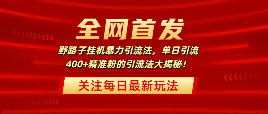 全网首发，野路子挂机暴力引流法，单日引流400+精准粉的引流法大揭秘！-凤来社资源库