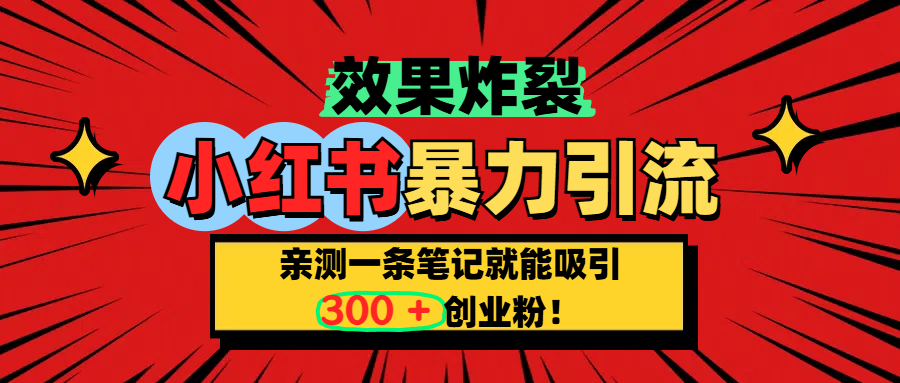 小红书炸裂玩法，亲测一条笔记就能吸引300+精准创业粉！-凤来社资源库