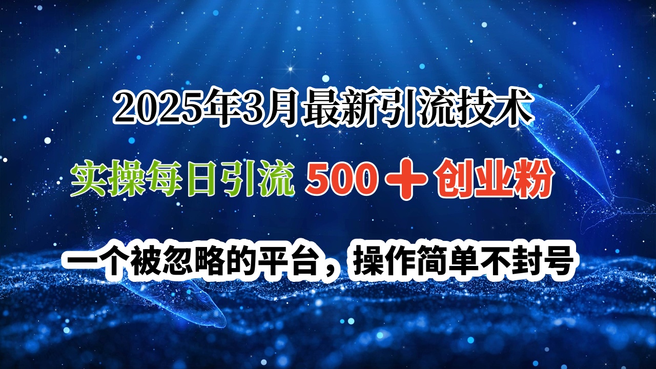 2025年3月最新引流技术，实操每日引流500➕创业粉，一个被忽略的平台，操作简单不封号-凤来社资源库