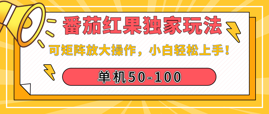 番茄红果独家玩法，单机50-100，可矩阵放大操作，小白轻松上手！-凤来社资源库