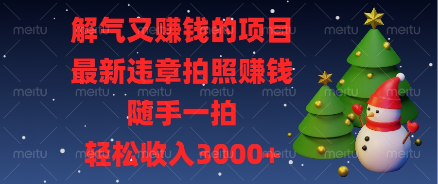 解气又赚钱的项目，最新违章拍照赚钱，随手一拍，轻松收入3000+-凤来社资源库