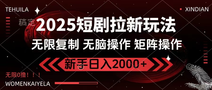 2025短剧拉新玩法，无需注册登录，无限0撸，无脑批量操作日入2000+-凤来社资源库