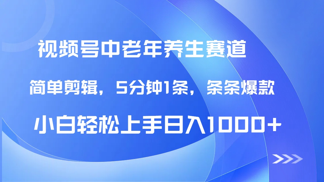 DeepSeek+既梦做视频号中老年养生赛道，条条爆款5分钟1条，轻松日入1000+-凤来社资源库