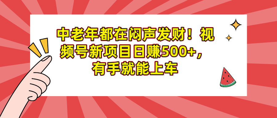 中老年都在闷声发财！视频号新项目日赚500+，有手就能上车-凤来社资源库