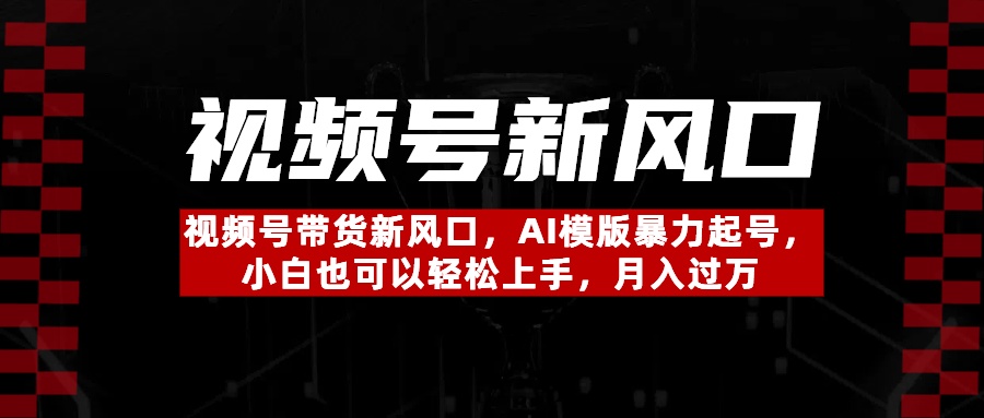 视频号带货新风口，AI模版暴力起号，小白也可以轻松上手，月入过万-凤来社资源库