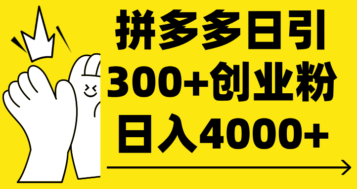 拼多多日引300+创业粉 日入4000+-凤来社资源库