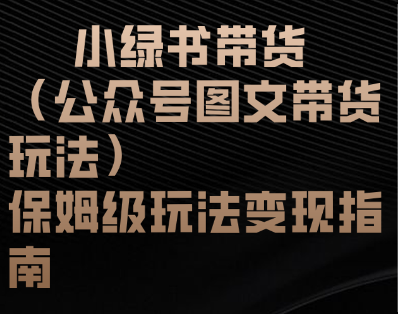 小绿书带货（公众号图文带货玩法）保姆级玩法变现指南-凤来社资源库