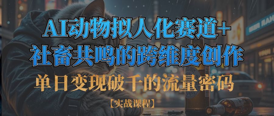 单日变现破千的流量密码,AI动物拟人化赛道+社畜共鸣的跨维度创作-凤来社资源库