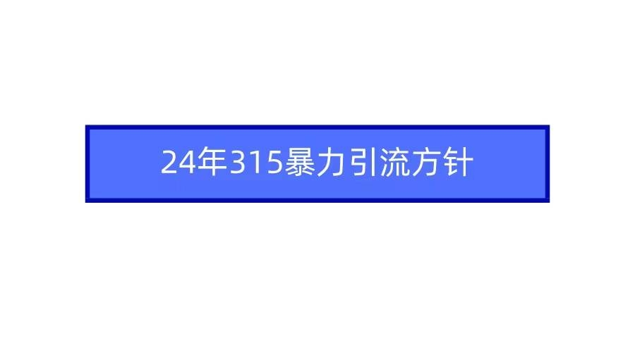 2024年315暴力引流方针-凤来社资源库