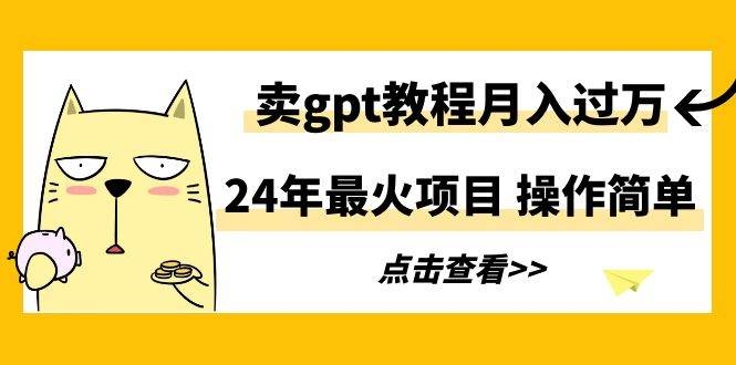 24年最火项目，卖gpt教程月入过万，操作简单-凤来社资源库