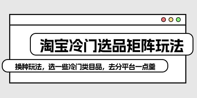 淘宝冷门选品矩阵玩法：换种玩法，选一些冷门类目品，去分平台一点羹-凤来社资源库