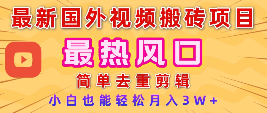 2025最新热门风口，国外视频搬砖项目，简单去重剪辑，小白也能轻松月入3W+-凤来社资源库