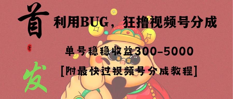 全网独家首发，视频号BUG，超短期项目，单号每日净收益300-5000！-凤来社资源库