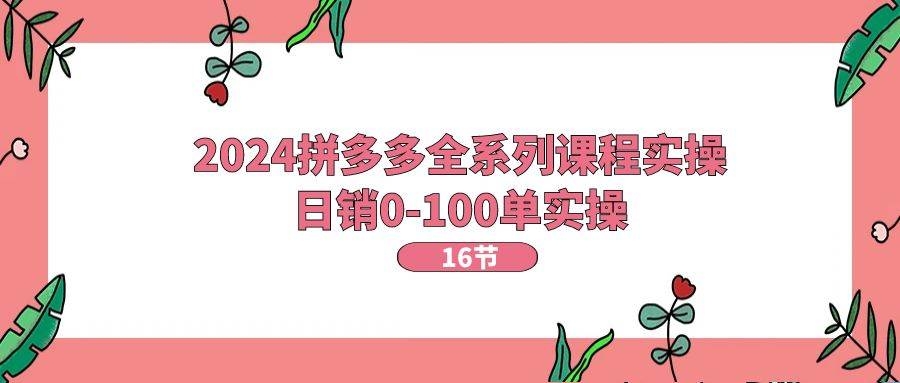 2024拼多多全系列课程实操，日销0-100单实操【16节课】-凤来社资源库
