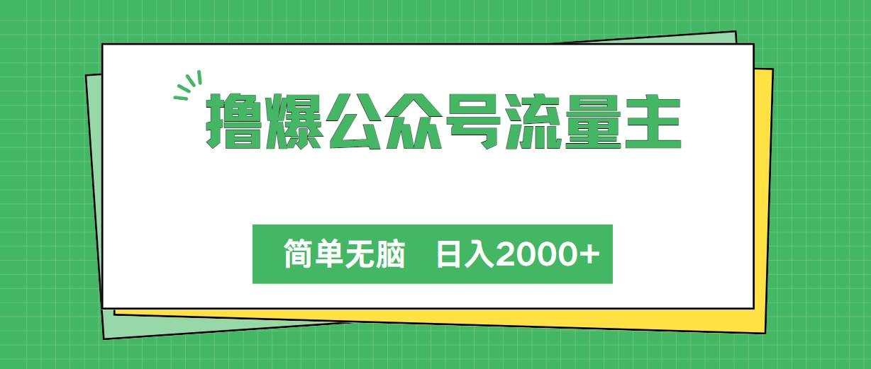 撸爆公众号流量主，简单无脑，单日变现2000+-凤来社资源库