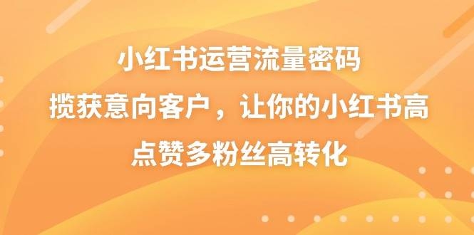 小红书运营流量密码，揽获意向客户，让你的小红书高点赞多粉丝高转化-凤来社资源库