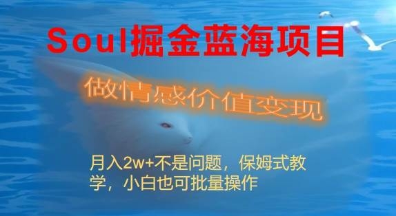 Soul掘金蓝海项目细分赛道，做情感价值变现，月入2w+不是问题-凤来社资源库