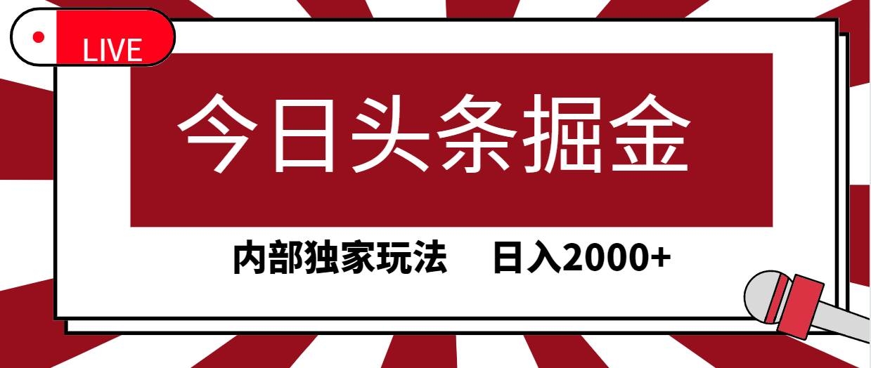 今日头条掘金，30秒一篇文章，内部独家玩法，日入2000+-凤来社资源库