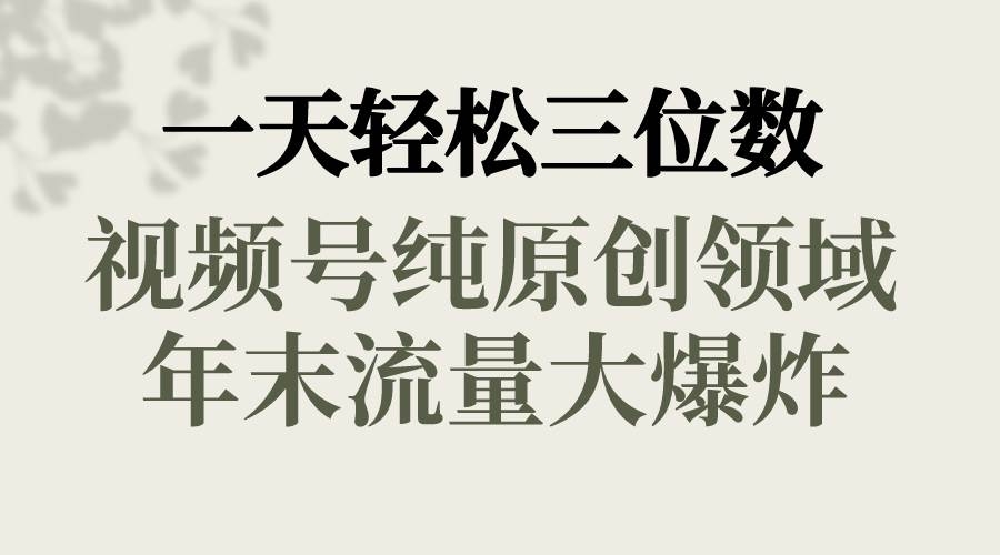 一天轻松三位数，视频号纯原创领域，春节童子送祝福，年末流量大爆炸-凤来社资源库