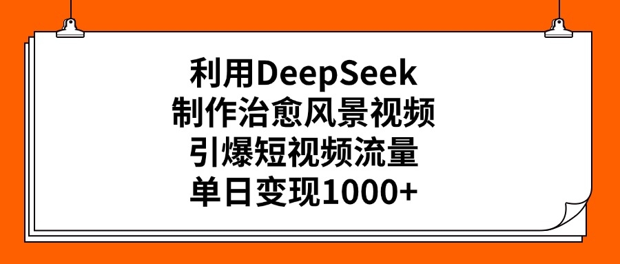 利用DeepSeek，制作治愈风景视频，引爆短视频流量，单日变现1000+-凤来社资源库