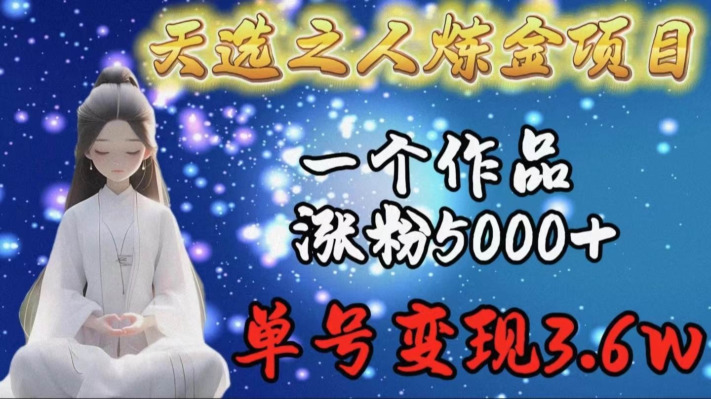 天选之人炼金项目，一个作品涨粉5000+，单号变现3.6w-凤来社资源库