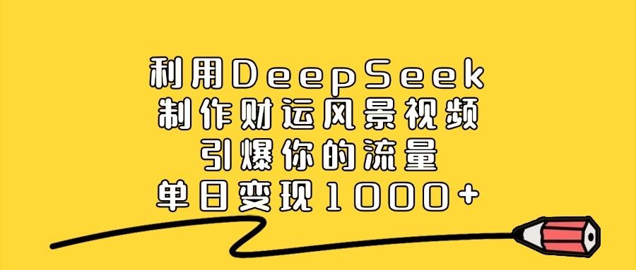 利用DeepSeek制作财运风景视频，单日变现1000+，引爆你的流量-凤来社资源库
