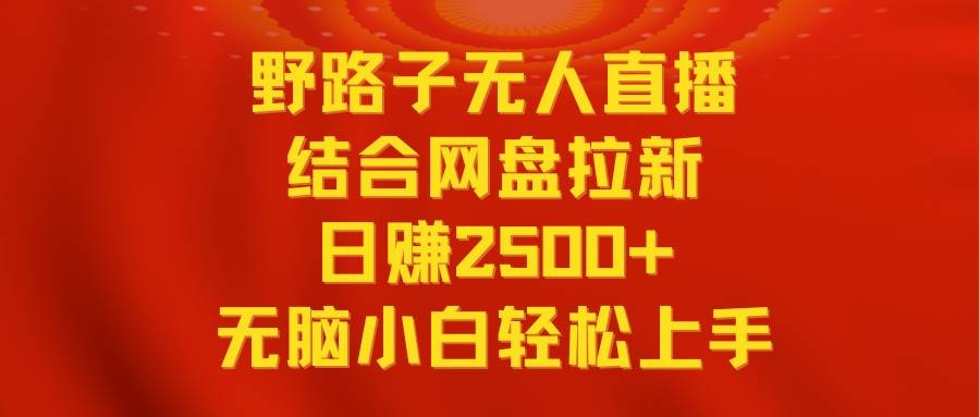 无人直播野路子结合网盘拉新，日赚2500+多平台变现，小白无脑轻松上手操作-凤来社资源库