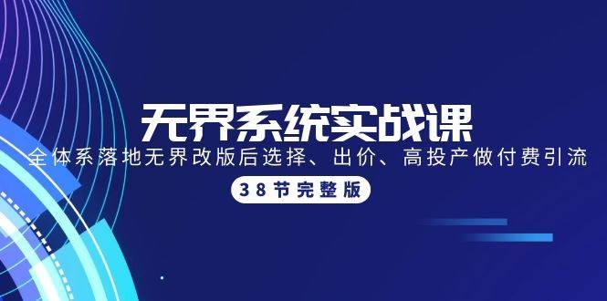 无界系统实战课：全体系落地无界改版后选择、出价、高投产做付费引流-38节-凤来社资源库