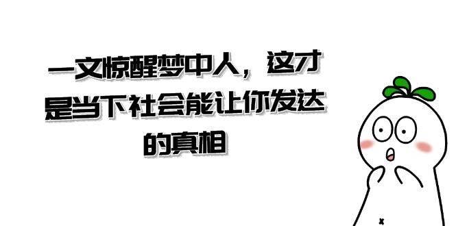 某公众号付费文章《一文 惊醒梦中人，这才是当下社会能让你发达的真相》-凤来社资源库