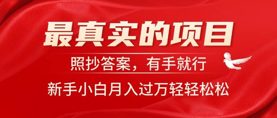 最真实的项目，照抄答案，有手就行，新手小白月入过万轻轻松松-凤来社资源库