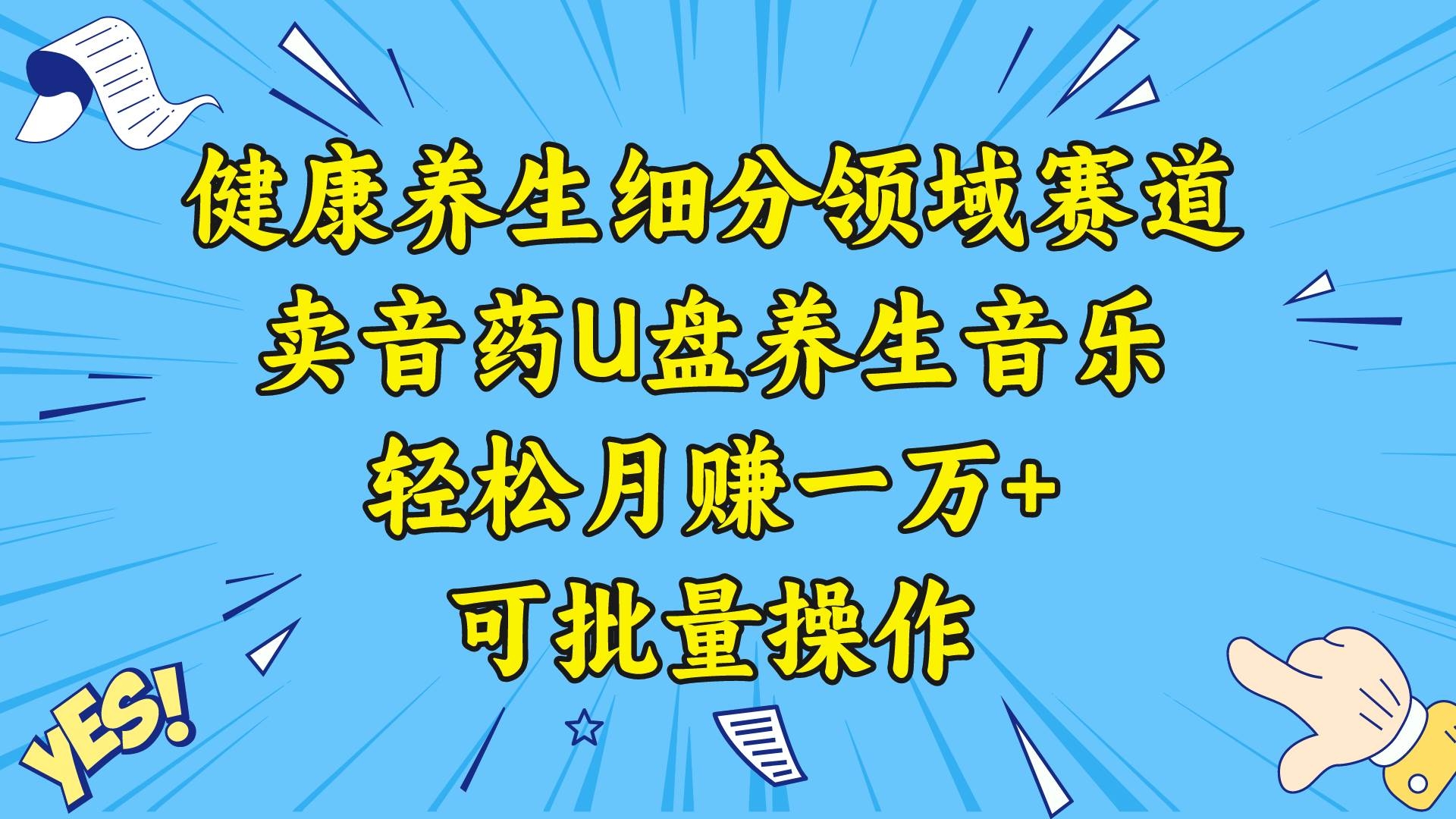 健康养生细分领域赛道，卖音药U盘养生音乐，轻松月赚一万+，可批量操作-凤来社资源库
