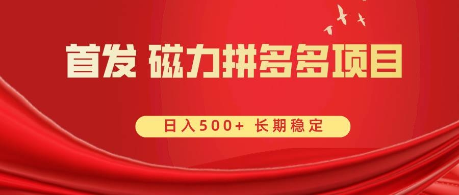 首发 磁力拼多多自撸  日入500+-凤来社资源库