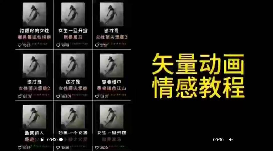 矢量动画情感教程：高点赞涨粉，适合情感、思维、创业教育等赛道-凤来社资源库