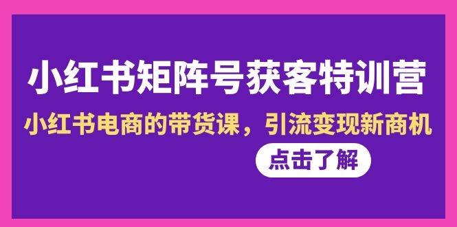 小红书-矩阵号获客特训营-第10期，小红书电商的带货课，引流变现新商机-凤来社资源库