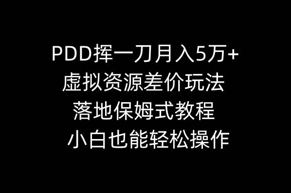 PDD挥一刀月入5万+，虚拟资源差价玩法，落地保姆式教程，小白也能轻松操作-凤来社资源库