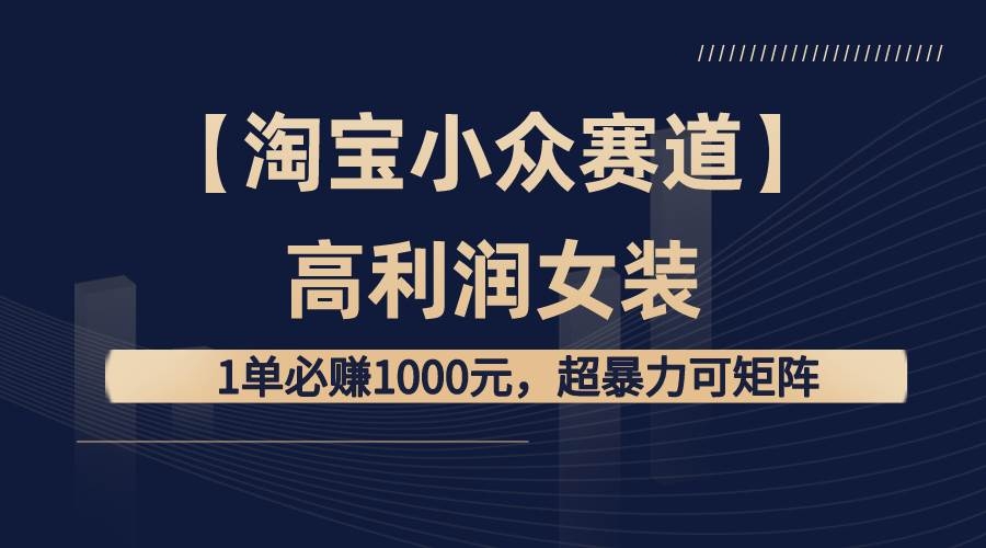 【淘宝小众赛道】高利润女装：1单必赚1000元，超暴力可矩阵-凤来社资源库