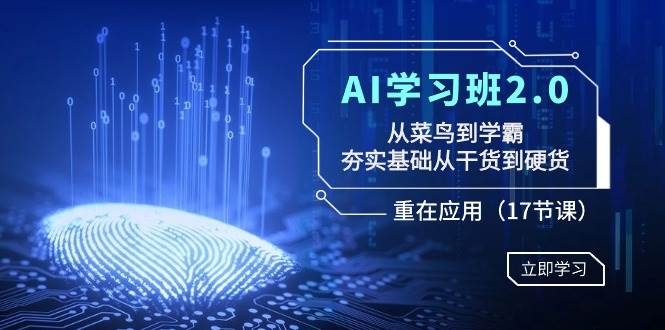 AI学习班2.0：从菜鸟到学霸，夯实基础从干货到硬货，重在应用（17节课）-凤来社资源库