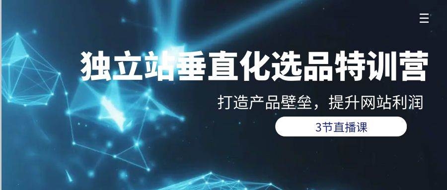 独立站-垂直化选品训练营，打造产品壁垒，提升网站利润（3节直播课）-凤来社资源库